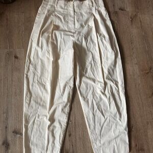 COS NWT‎ Cream/ off white pleated Barrel Leg Trousers US womens size 12